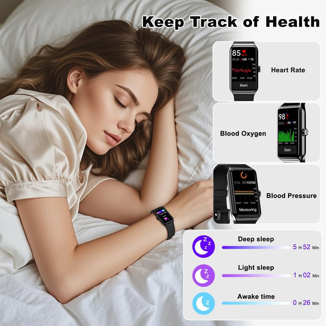Fitness Tracker- Smart Watch with 1.47" Health Activity Trackers 24/7 Heart Rate,Stress Management, Monitor Blood Oxygen, Sleep Tracking Fitness Watch for Android Iphone Women Men (Black)