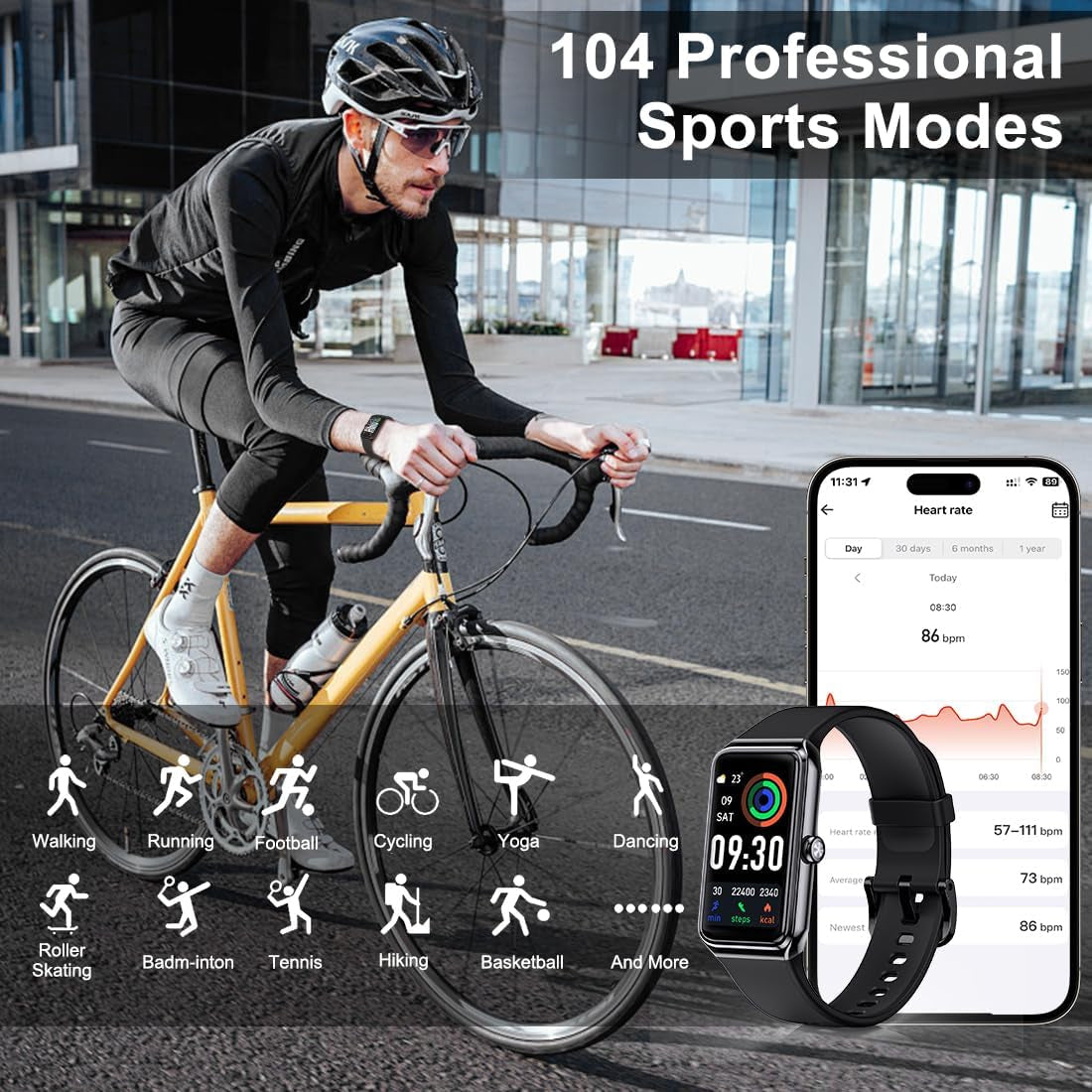 Fitness Tracker- Smart Watch with 1.47" Health Activity Trackers 24/7 Heart Rate,Stress Management, Monitor Blood Oxygen, Sleep Tracking Fitness Watch for Android Iphone Women Men (Black)
