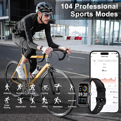 Fitness Tracker- Smart Watch with 1.47" Health Activity Trackers 24/7 Heart Rate,Stress Management, Monitor Blood Oxygen, Sleep Tracking Fitness Watch for Android Iphone Women Men (Black)
